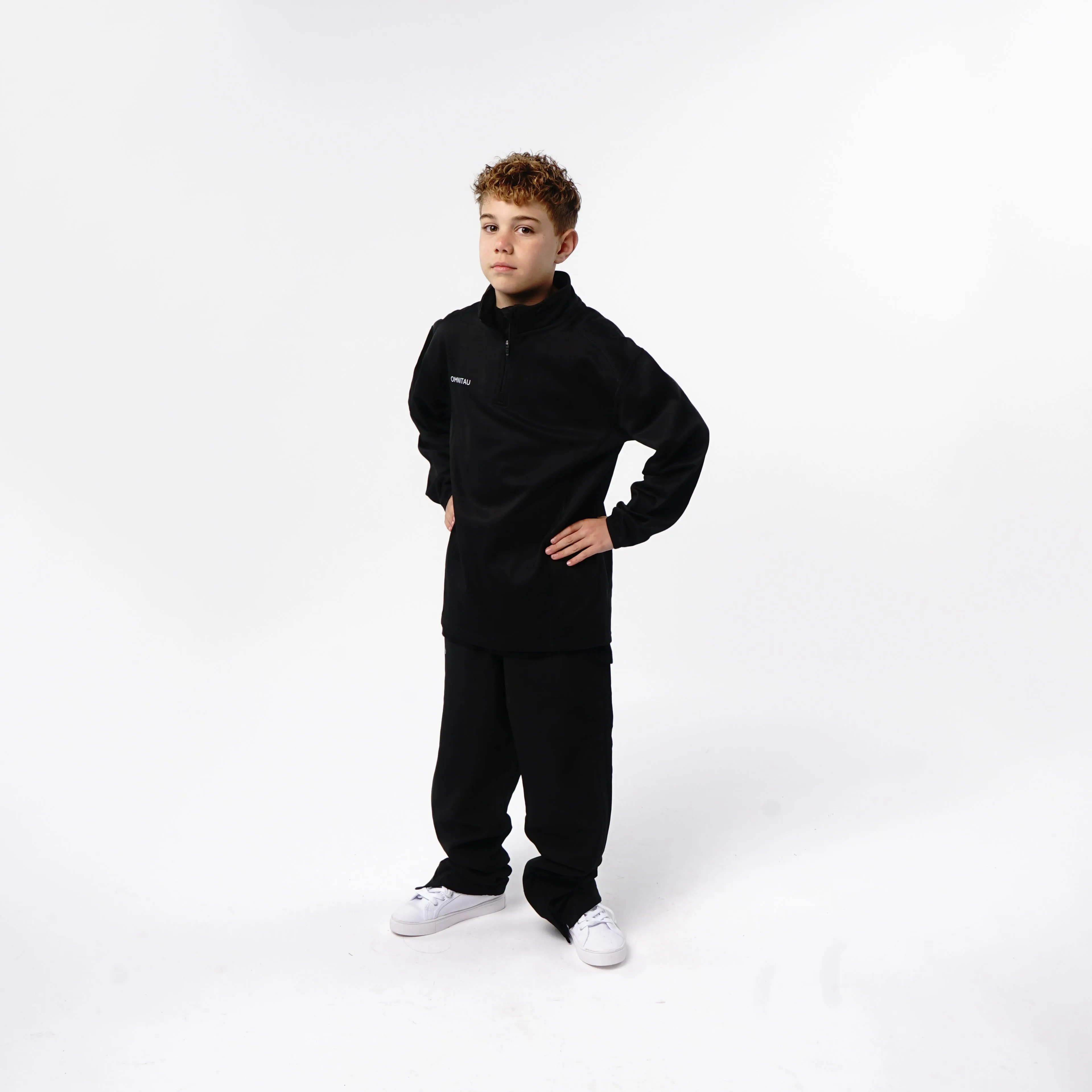 Omnitau Kid's Team Sports Full Zip Tracksuit Pant - Black