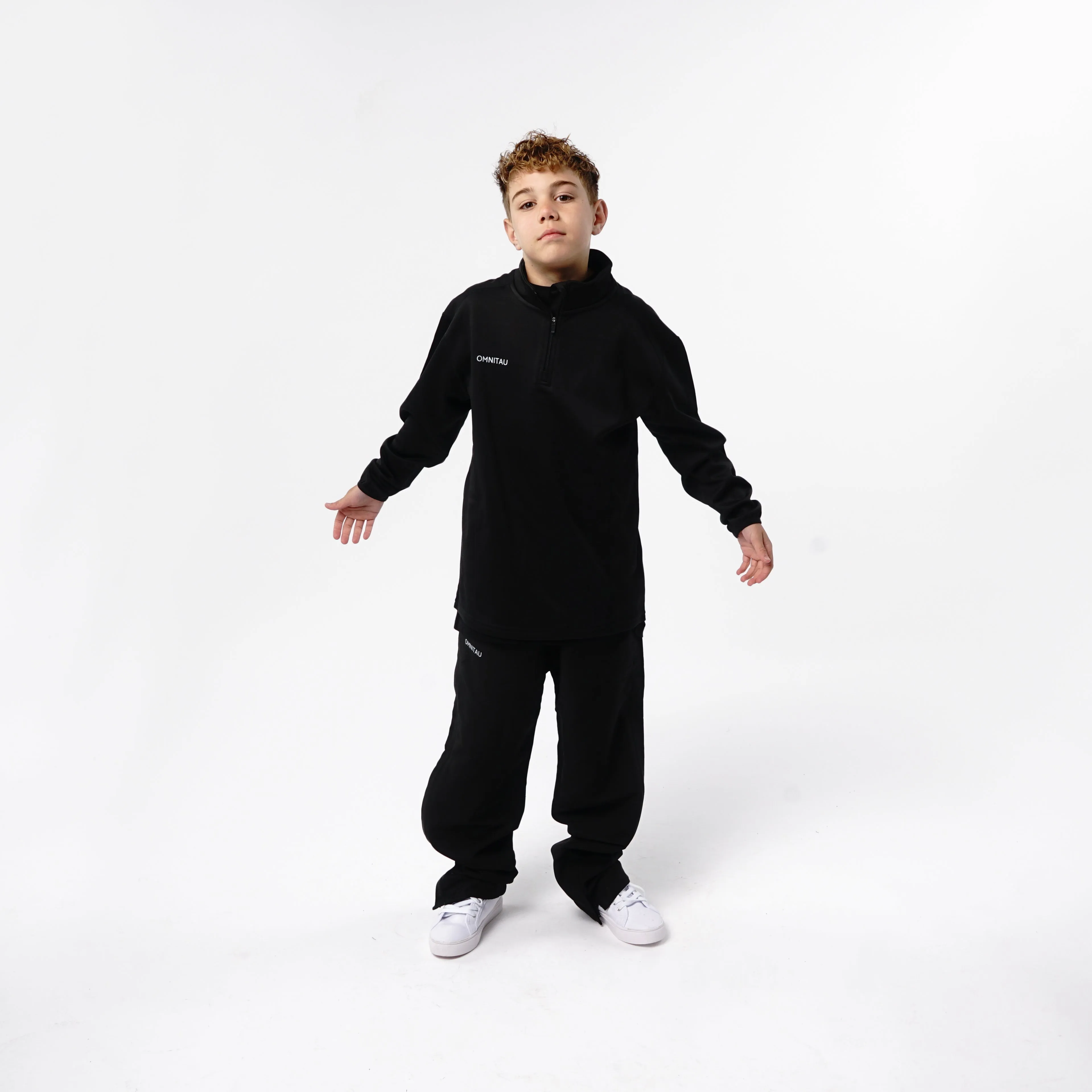 Omnitau Kid's Team Sports Full Zip Tracksuit Pant - Black
