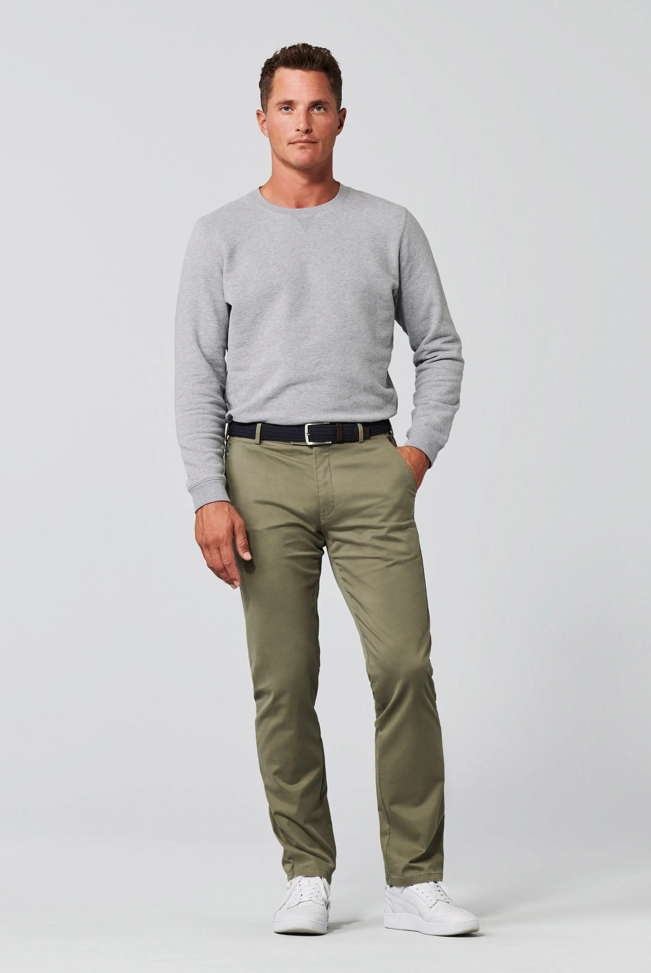 Roma Super Soft Lightweight Cotton Chinos - Olive