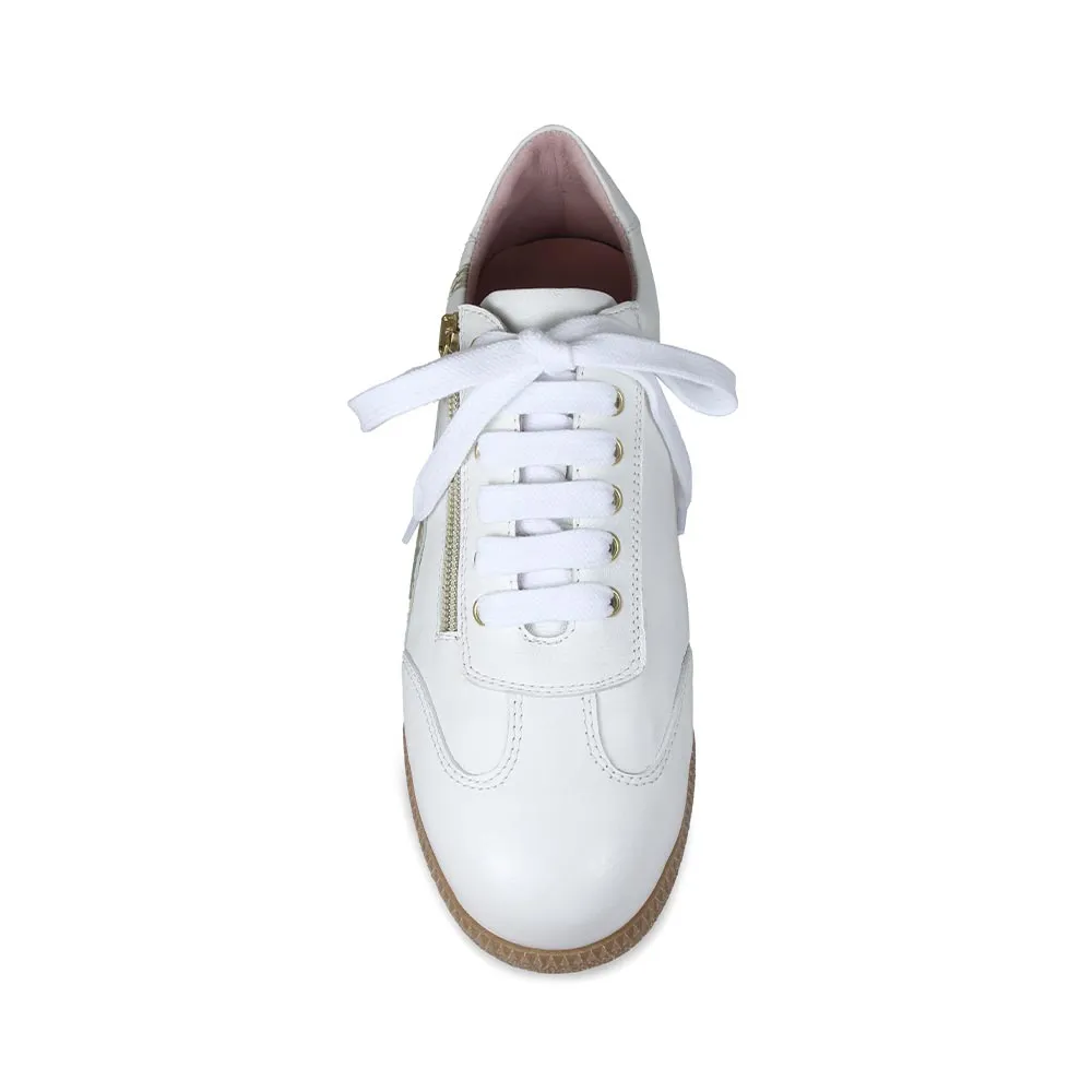 Swirl: White Leather & Gold
