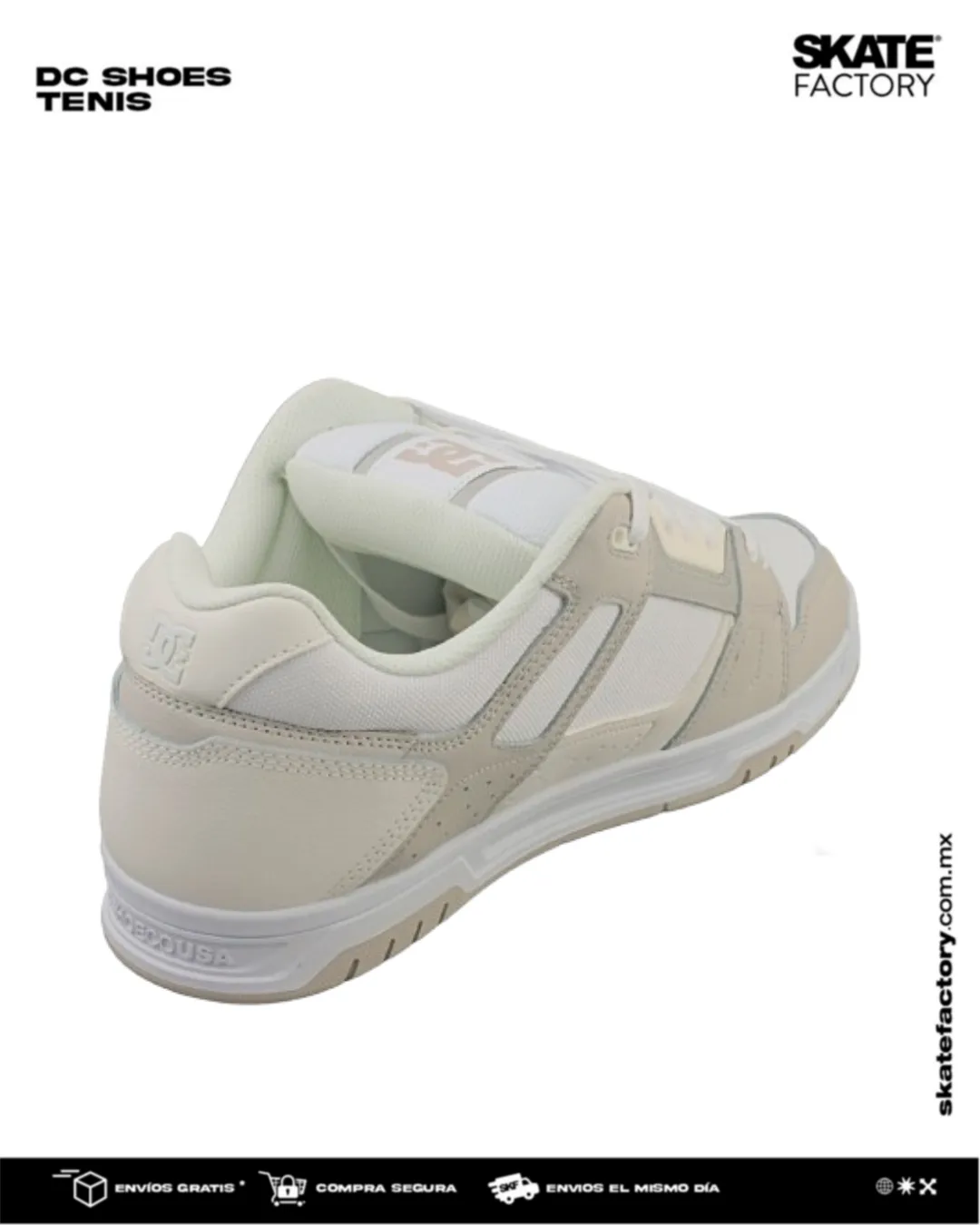 TENIS DC SHOES STAG NEL  CABALLERO BLANCO BEIGE