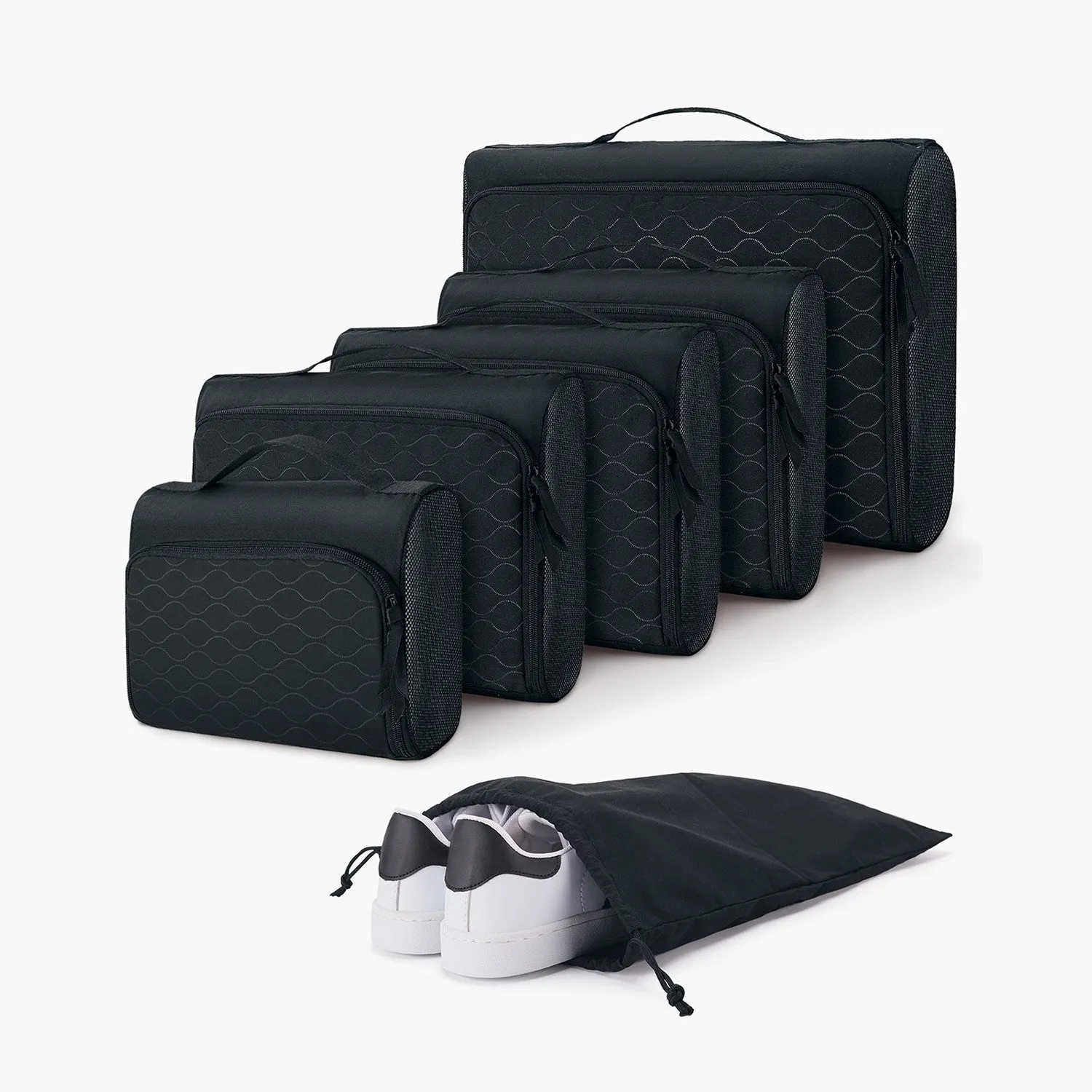 Travelinjoy 6PCS Packing Cubes with 1 Shoe Bag