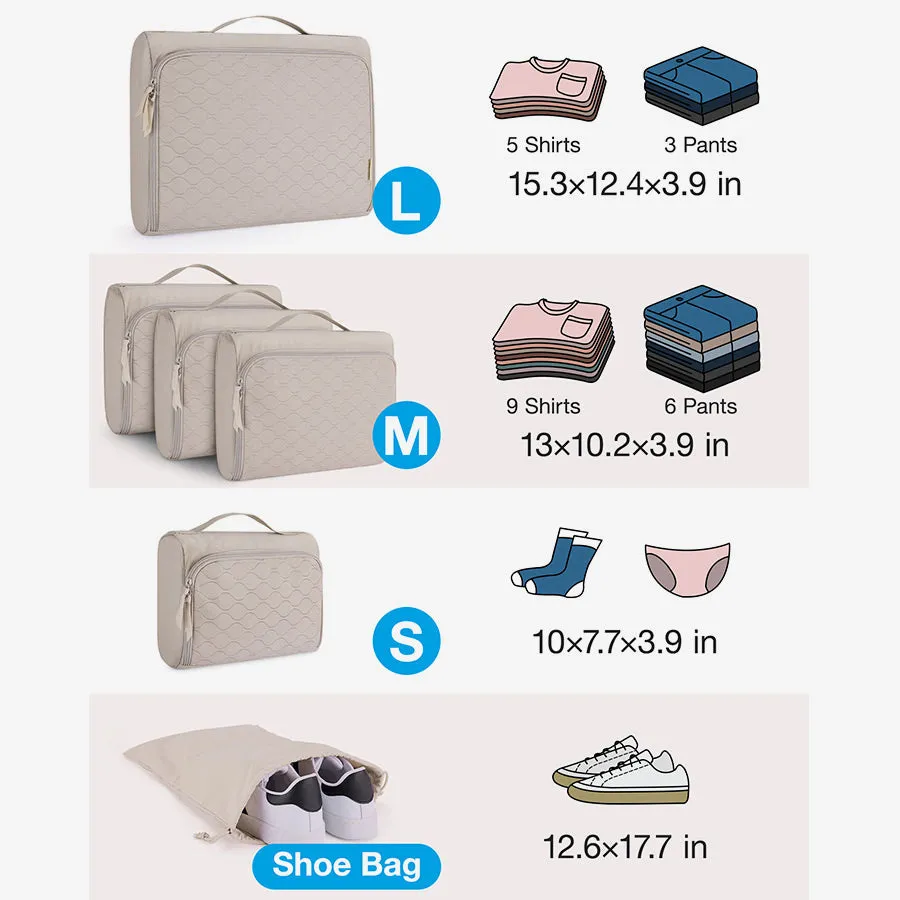 Travelinjoy 6PCS Packing Cubes with 1 Shoe Bag