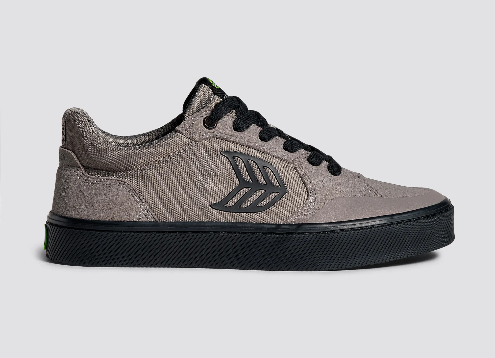 VALLELY Skate Charcoal Grey Suede and Cordura Black Logo Sneaker Women