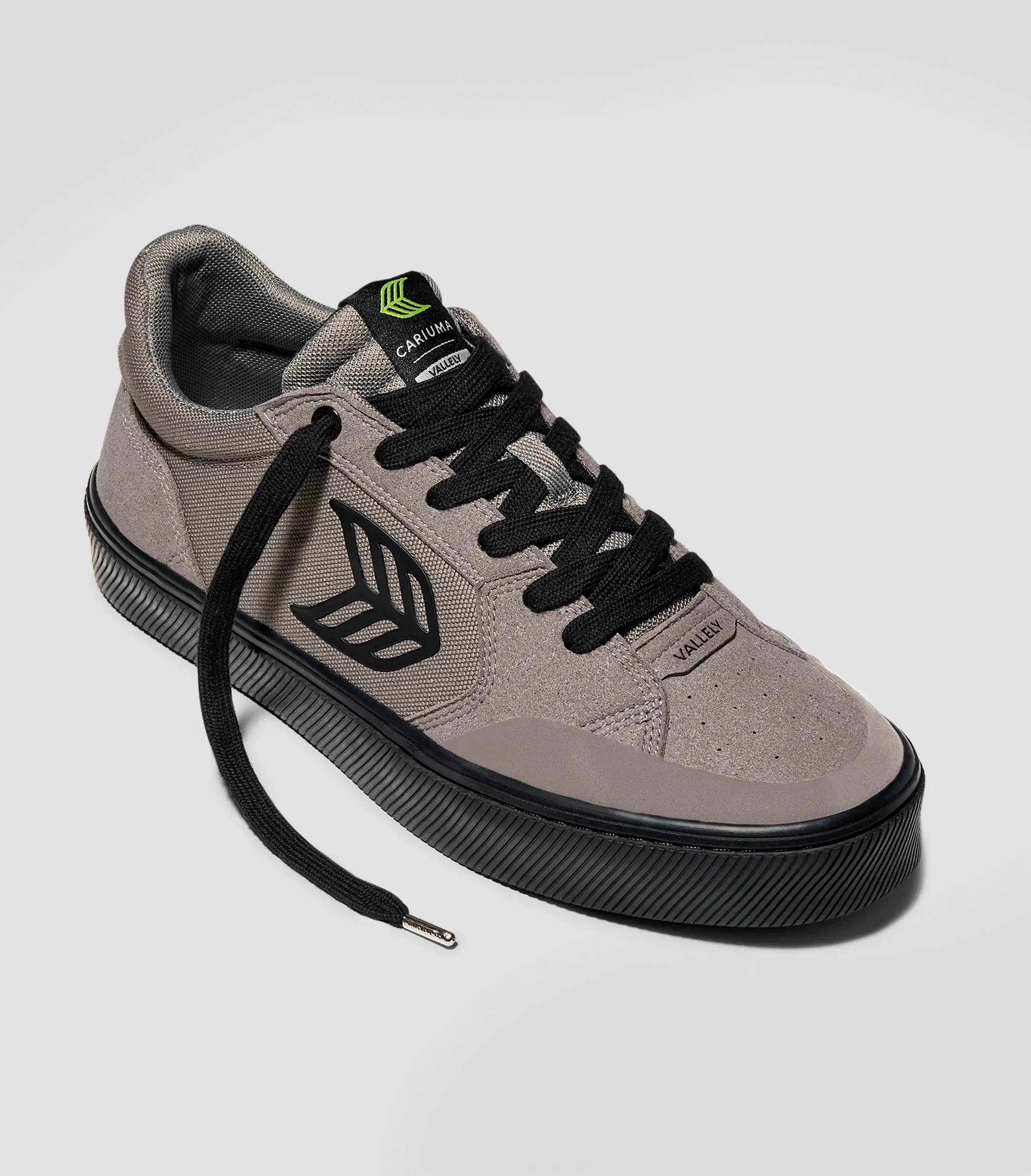 VALLELY Skate Charcoal Grey Suede and Cordura Black Logo Sneaker Women