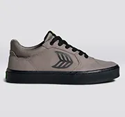 VALLELY Skate Charcoal Grey Suede and Cordura Black Logo Sneaker Women