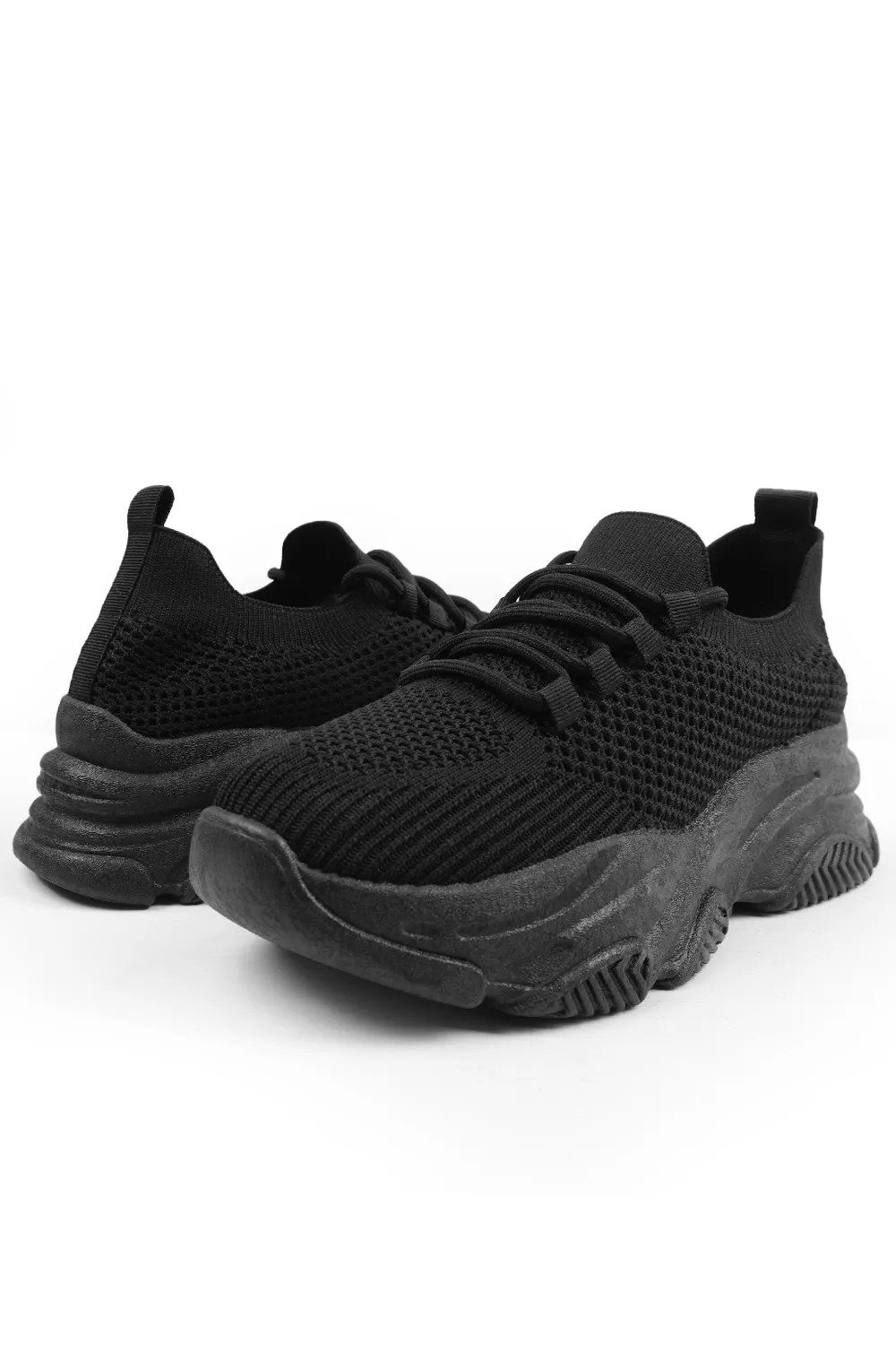 WHISPER CHUNKY SOLE KNIT TRAINERS WITH CRYSTAL EMBELLISHMENT IN BLACK