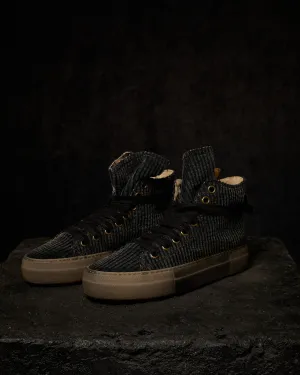 Womens High Tennis Stripes Velvet Dark Grey